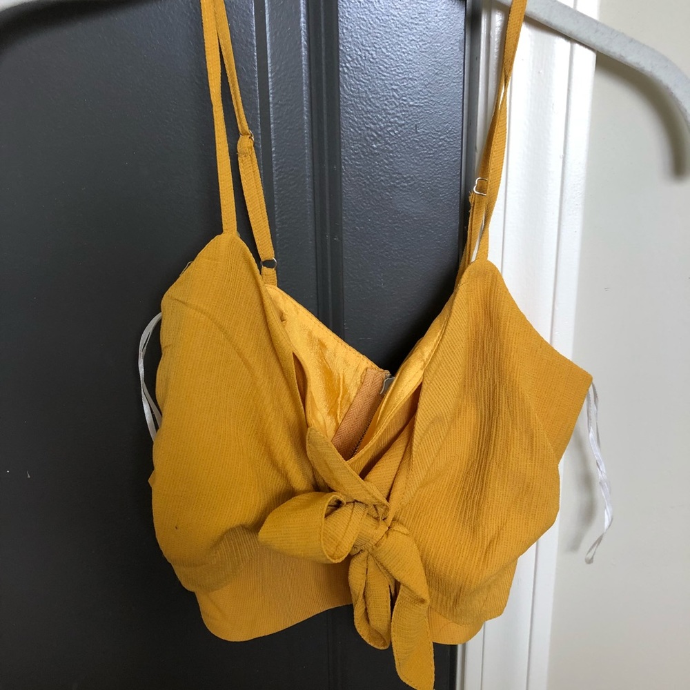 Mustard colored crop top